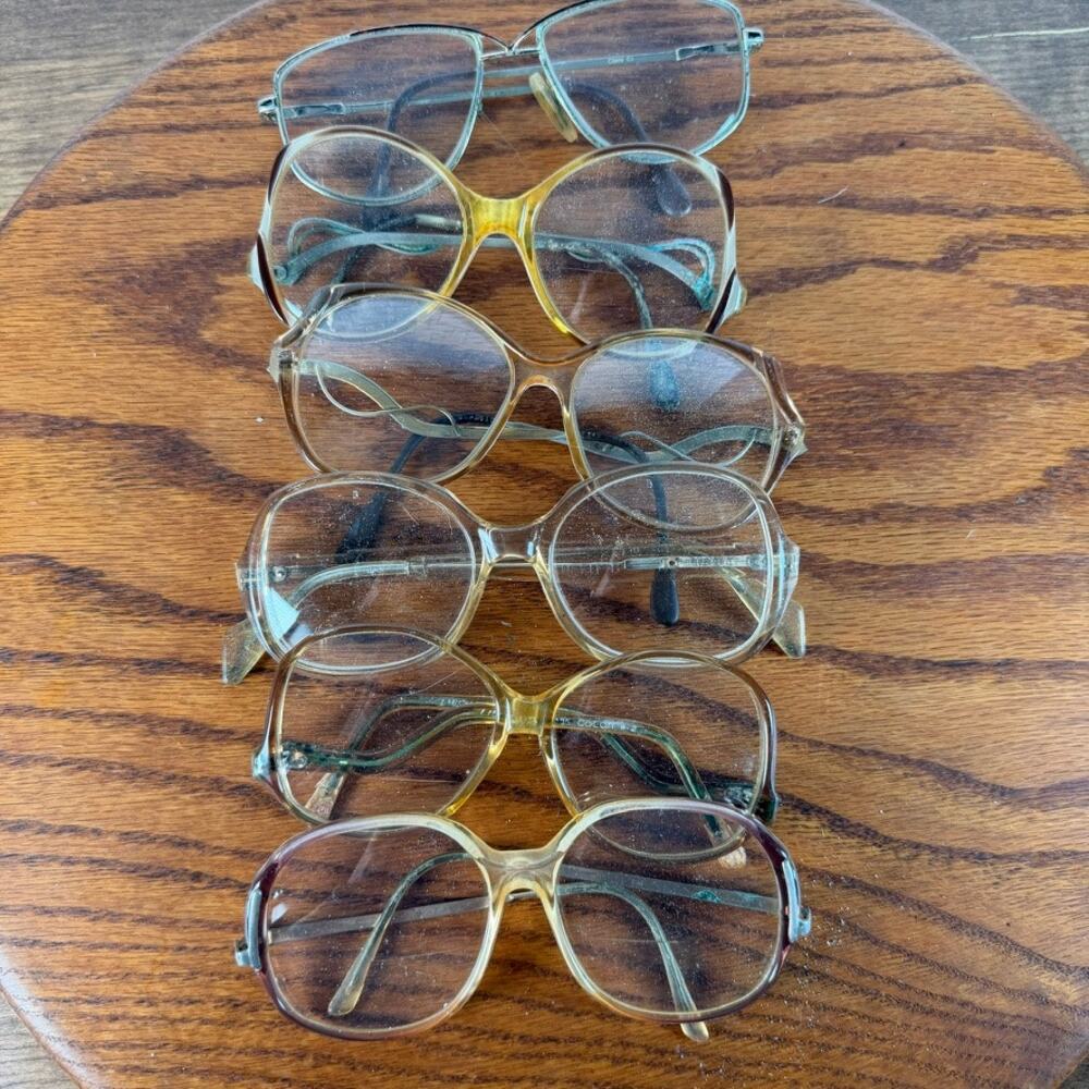 Vintage 1980s Womens Oversized Eyeglass Frames Bulk Project Repair Lot of 6